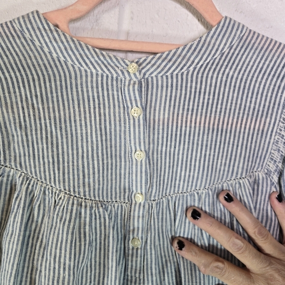 The Great Shepherd Striped Blue White Striped Long Sleeve Blouse - Picture 9 of 14